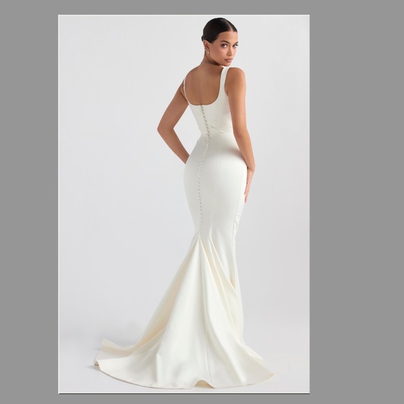 Emilie Off White Satin Mermaid Bridal Gown - Picture 3 of 3